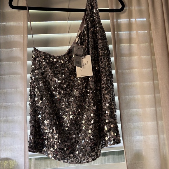 Joie Sequin Top in Vintage Silver Size L – NWT $278 Glam Holiday Party Cocktail - Picture 3 of 7